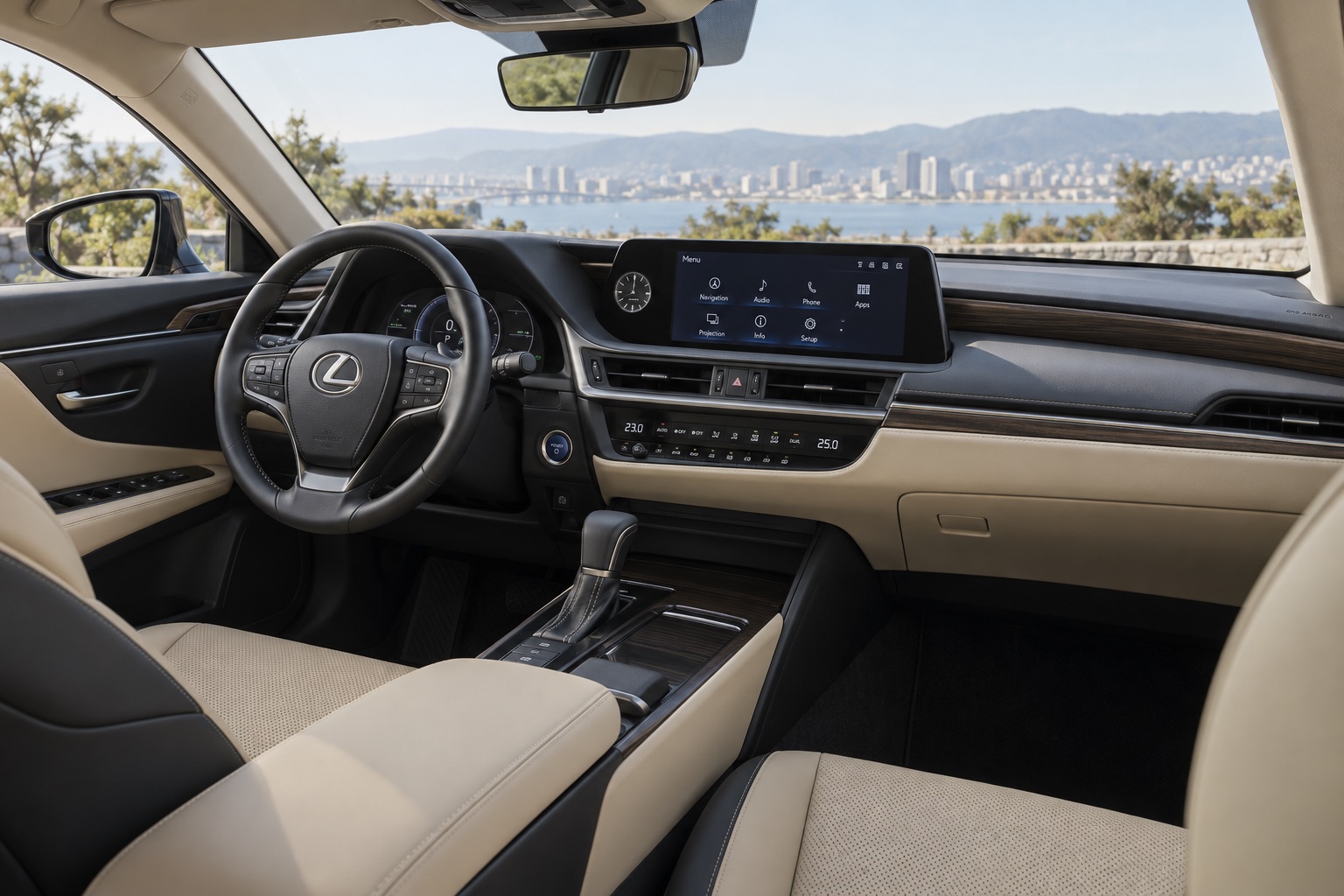AI-illustration af opdateret Lexus ES 300h-kabine