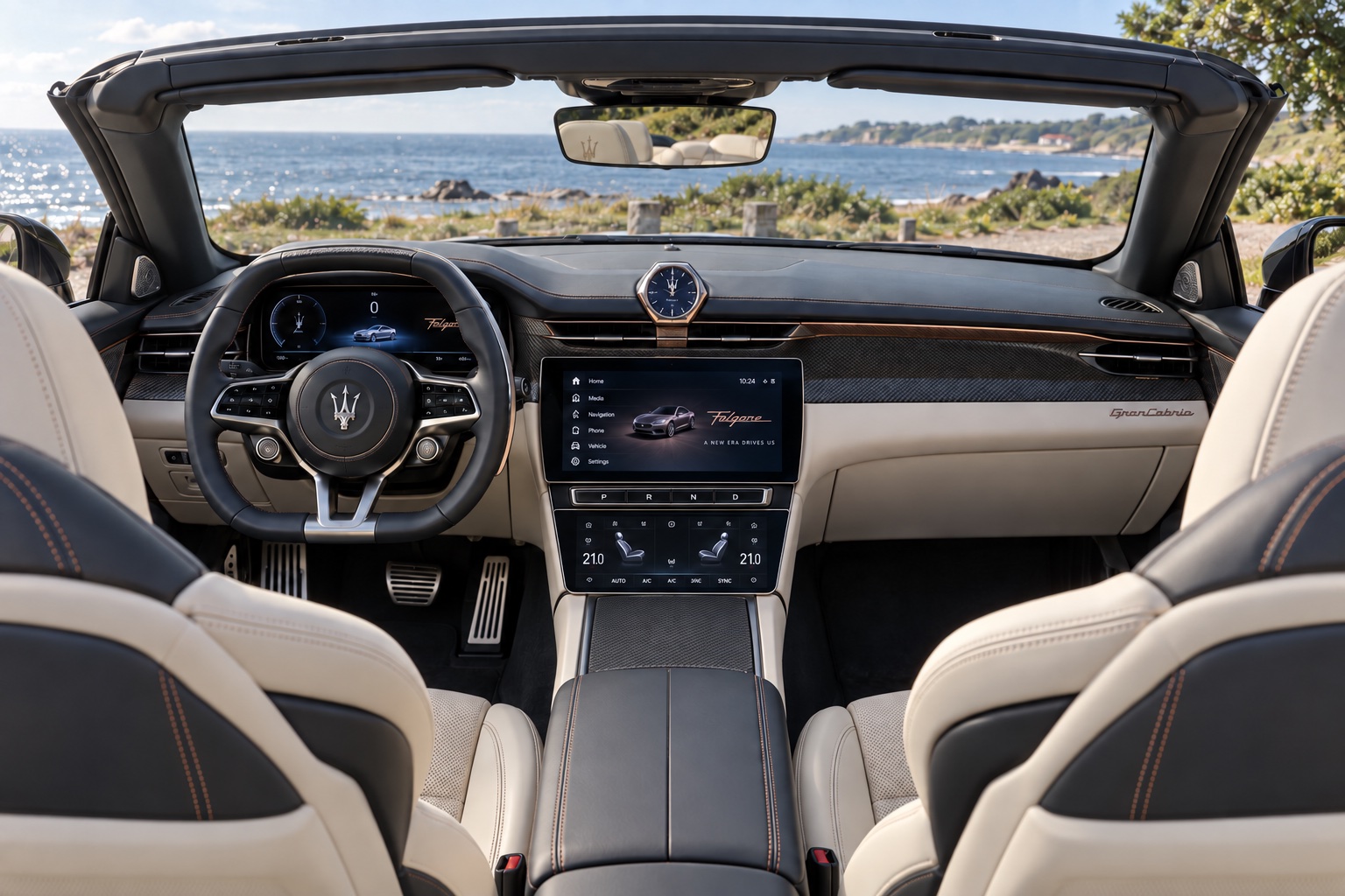 AI-illustration af Maserati GranCabrio Folgore-kabine